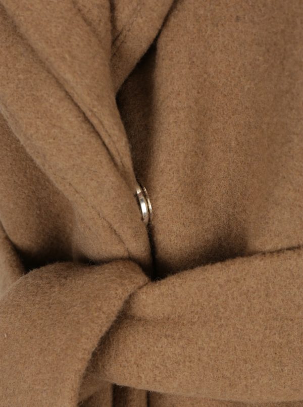 Hnedý zimný kabát s prímesou vlny VERO MODA Pisa