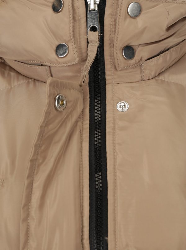 Béžová zimná prešívaná bunda s kapucňou VERO MODA Fea