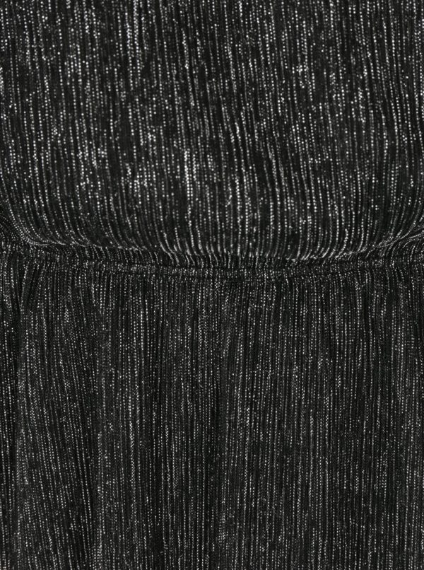 Strieborno-čierne trblietavé šaty s dlhým rukávom ONLY Yade