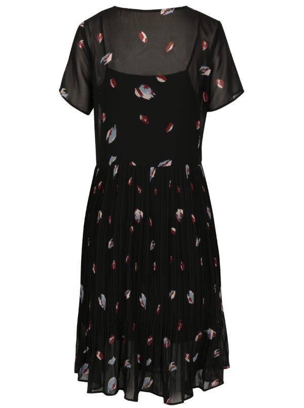 Čierne vzorované šaty s plisovanou sukňou Selected Femme Fiffi