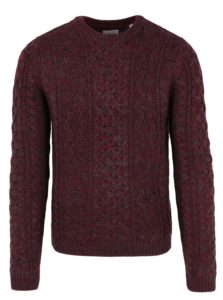 Vínový melírovaný sveter s prímesou vlny ONLY & SONS Heath