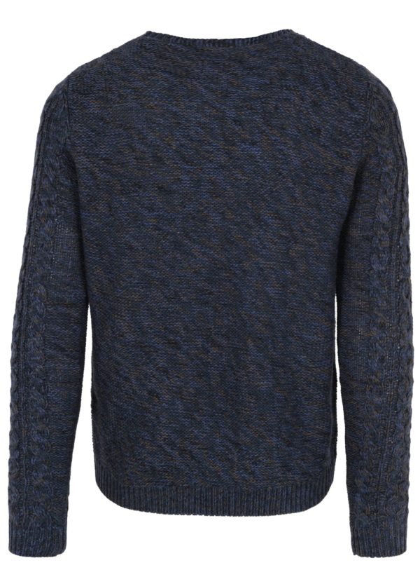 Tmavomodrý melírovaný sveter s prímesou vlny ONLY & SONS Heath