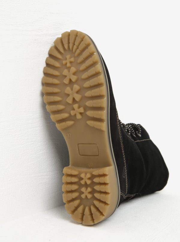 Čierne semišové vodovzdorné zimné topánky Tamaris