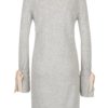 Sivé melírované svetrové šaty s mašľami na rukávoch Dorothy Perkins
