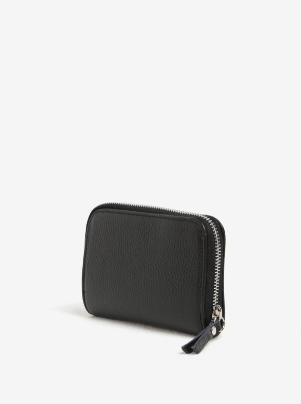Čierna kožená malá peňaženka na zips ZOOT