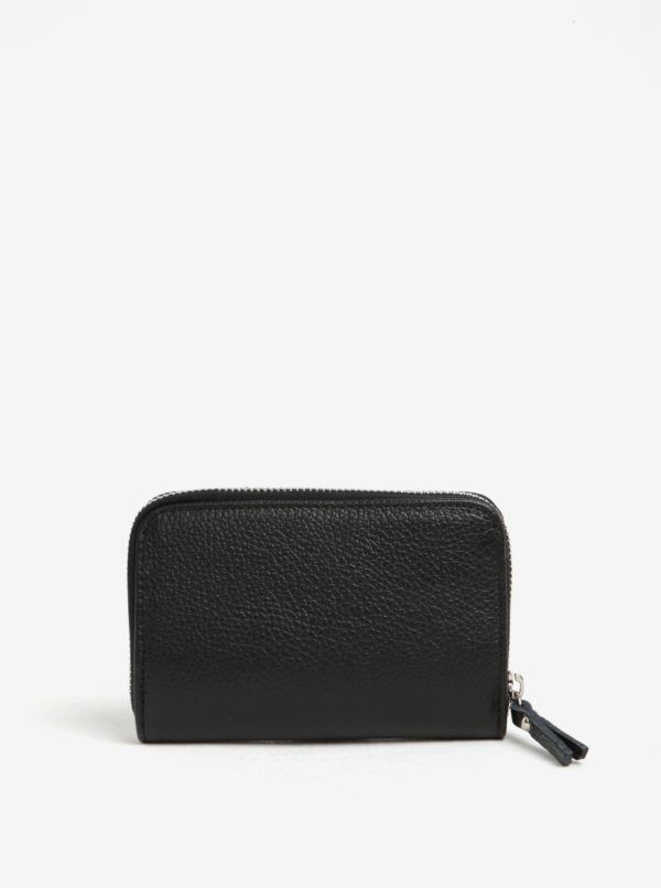 Čierna kožená malá peňaženka na zips ZOOT