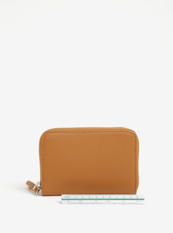 Hnedá kožená malá peňaženka na zips ZOOT