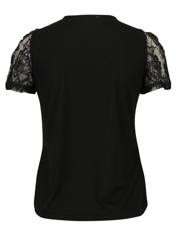 Čierne čipkované tričko s flitrami Dorothy Perkins Petite