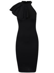 Čierne puzdrové šaty s volánom ZOOT