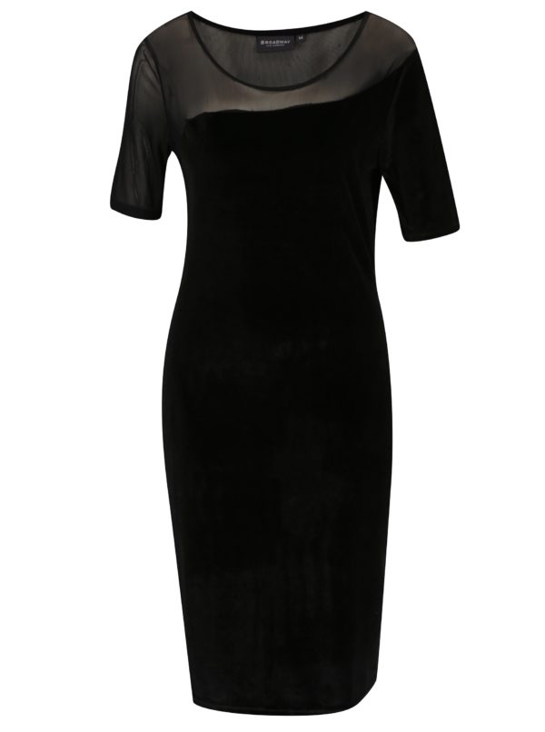 Čierne zamatové šaty s priesvitnou časťou Broadway Shae