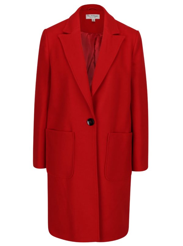 Červený kabát s prímesou vlny Miss Selfridge