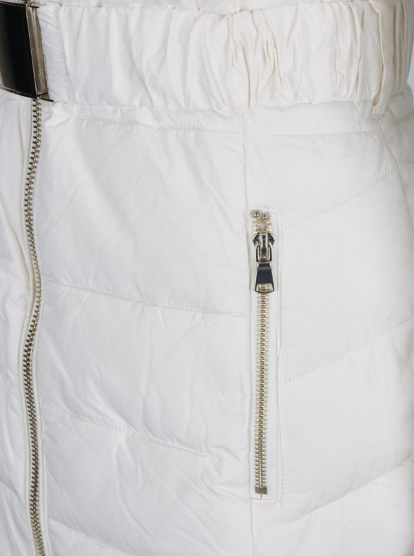 Krémová prešívaná bunda s umelým kožúškom Miss Selfridge