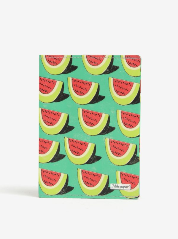 Zelené puzdro na cestovné doklady s motívom melónov I Like Paper 