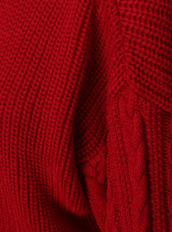 Červený rebrovaný crop sveter Miss Selfridge
