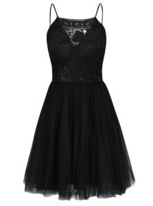 Čierne šaty s tylovou sukňou Chi Chi London Terrie