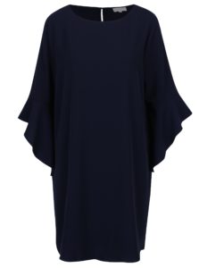 Tmavomodré voľné šaty s volánikovým rukávom Apricot