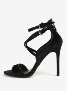 Čierne zamatové sandále na ihličkovom podpätku Miss KG Faleece
