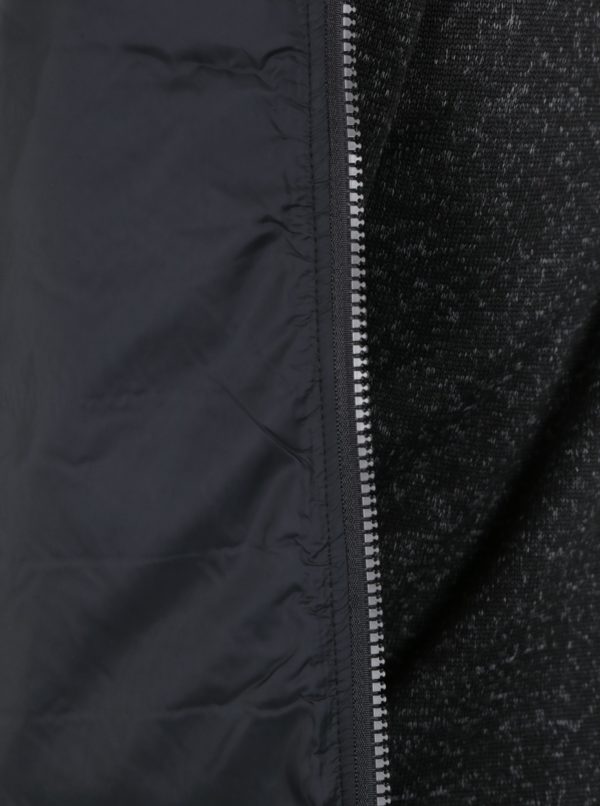 Čierna pánska prešívaná bunda s mikinovými rukávmi a chrbtom Superdry Hybrid