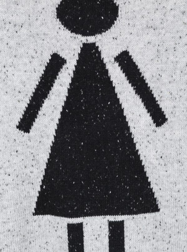 Sivý sveter s motívom postavy Ulla Popken