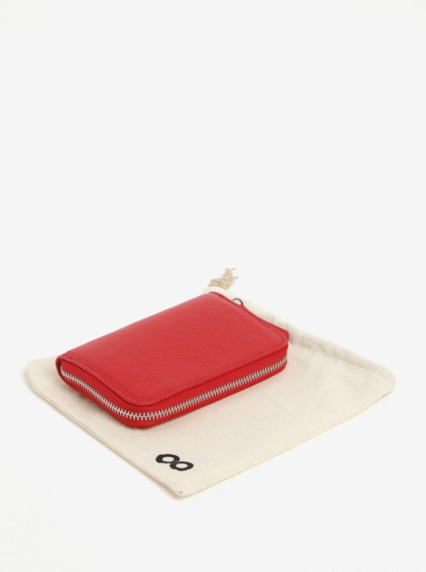 Červená kožená malá peňaženka na zips ZOOT