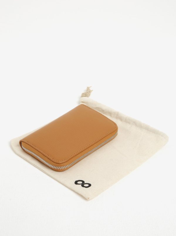 Hnedá kožená malá peňaženka na zips ZOOT