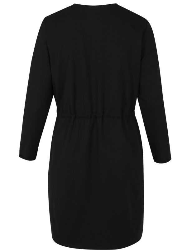 Čierne mikinové šaty s výšivkou a dlhým rukávom Ulla Popken