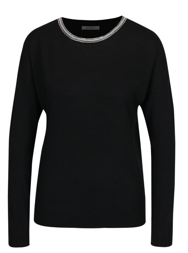 Čierny sveter s aplikáciou vo výstrihu Haily´s Shila