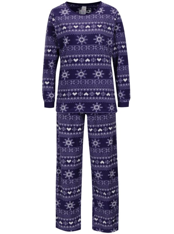 Fialové fleecové pyžamo s vianočným motívom M&Co  