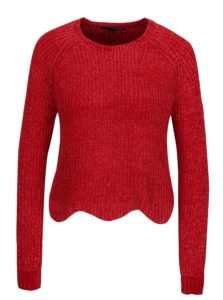 Červený krátky sveter s tvarovaným lemom TALLY WEiJL