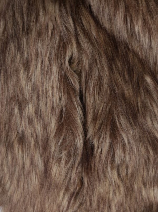 Hnedý krátky kabát z umelej kožušiny Miss Selfridge