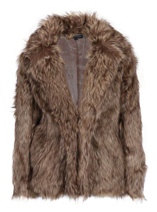 Hnedý krátky kabát z umelej kožušiny Miss Selfridge