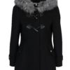 Čierny kabát s kapucňou Miss Selfridge Petites