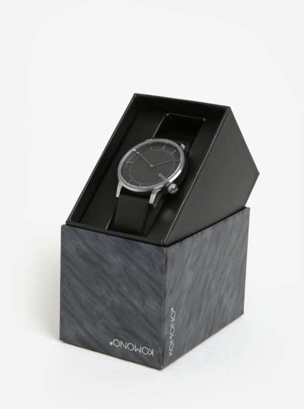 Pánske hodinky v striebornej farbe s koženým remienkom Komono Winston