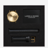 Unisex hodinky v zlatej farbe s čiernym koženým remienkom LARSEN & ERIKSEN  37 mm