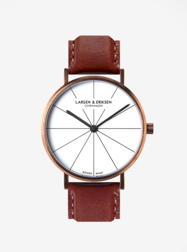Unisex hodinky v medenej farbe s koženým remienkom LARSEN & ERIKSEN 41 mm