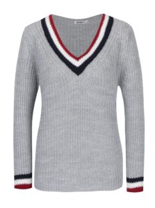 Sivý sveter s véčkovým výstrihom Haily´s Giulia