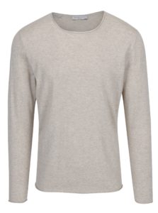 Béžový melírovaný sveter s prímesou hodvábu Selected Homme Dome
