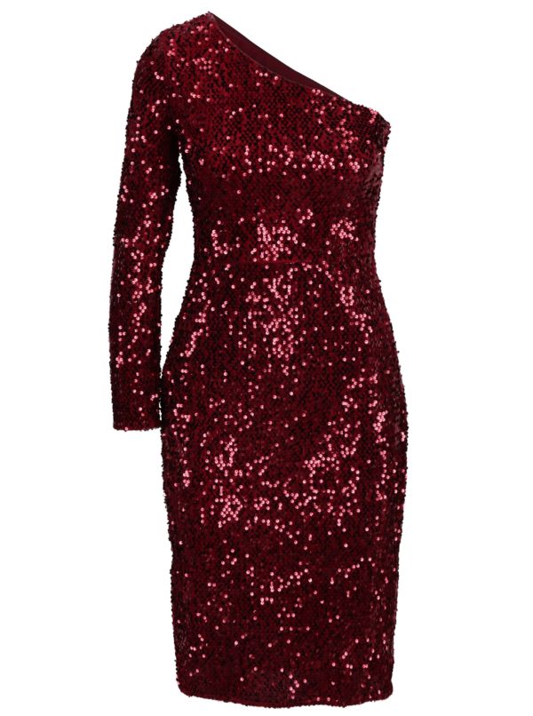Červené flitrované asymetrické šaty Dorothy Perkins