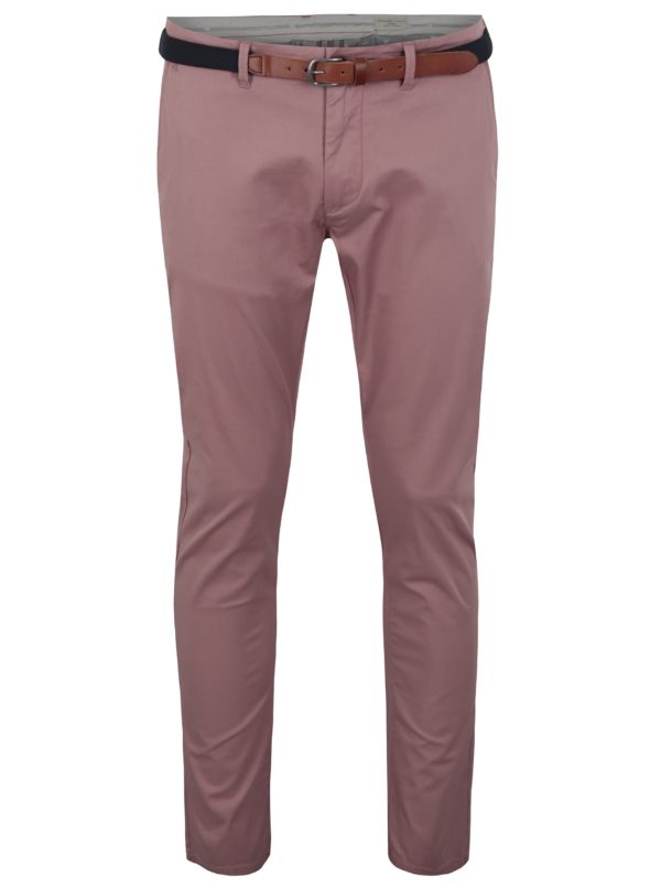Svetlo ružové slim fit chino nohavice Selected Homme Yard
