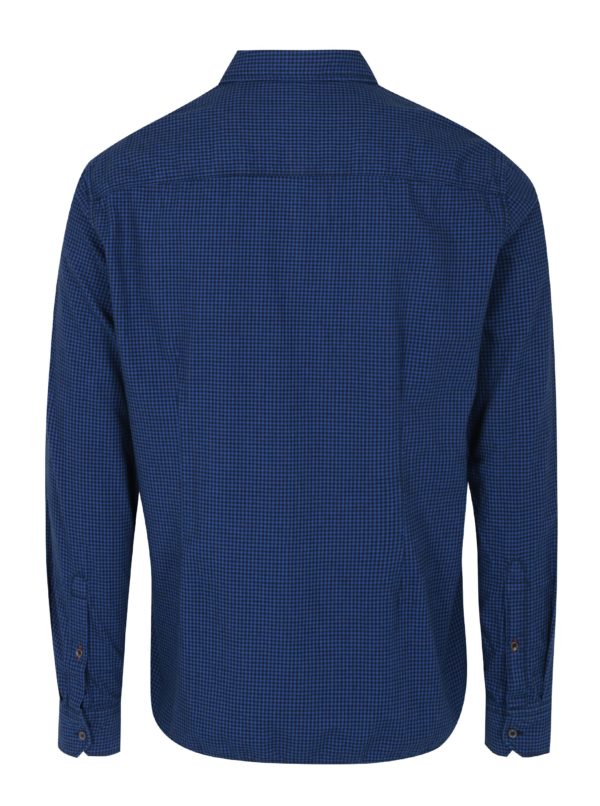 Čierno-modrá pánska kockovaná slim fit košeľa s.Oliver
