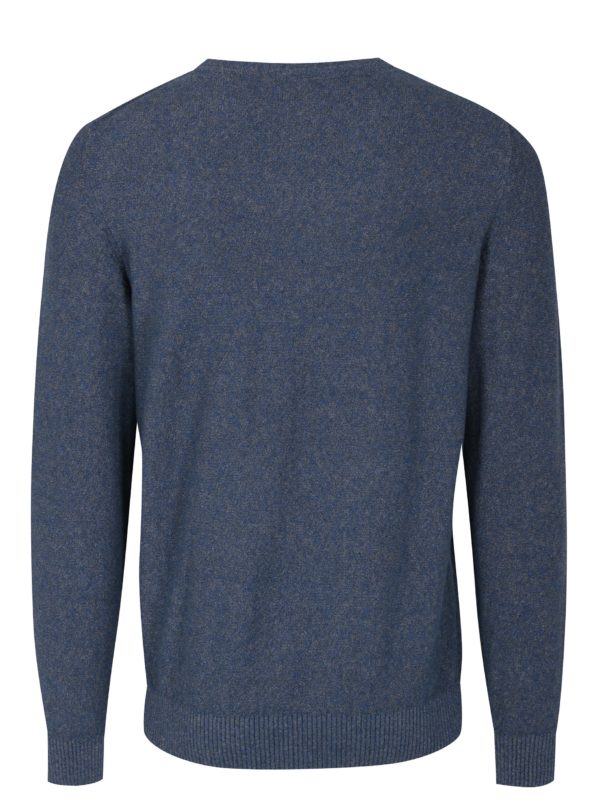 Modrý pánsky melírovaný sveter s nápisom s.Oliver