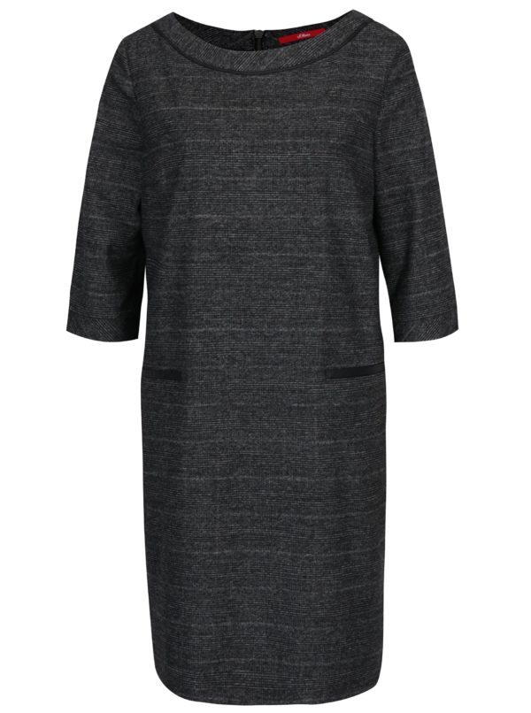 Sivé voľné vzorované šaty s 3/4 rukávom s.Oliver