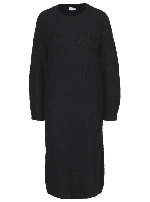 Čierne svetrové šaty s dlhým rukávom Noisy May Loone