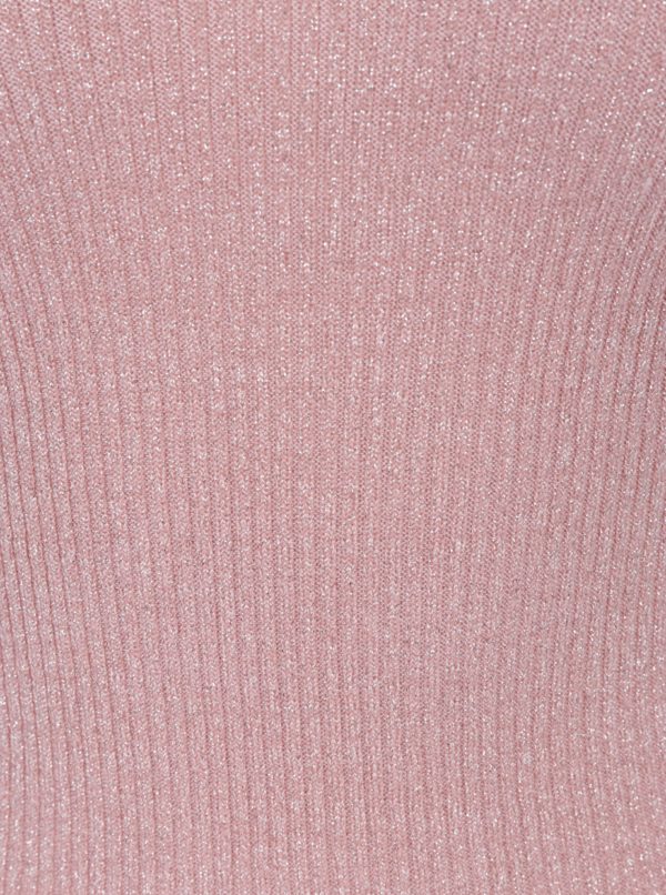 Ružový trblietavý sveter so zberkaním na rukávoch Miss Selfridge