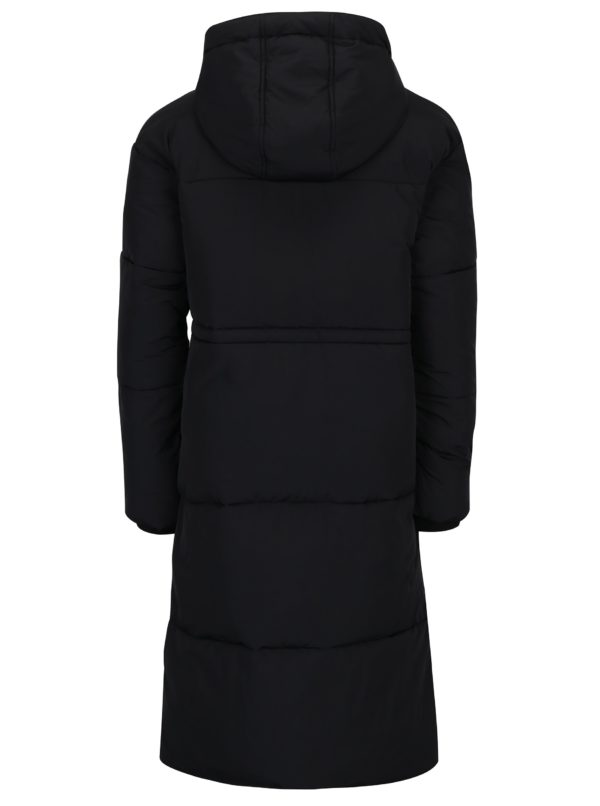 Čierna dlhá prešívaný zimný kabát Miss Selfridge