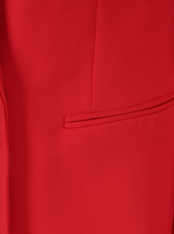 Červené dlhé sako s gombíkmi v zlatej farbe Miss Selfridge