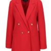 Červené dlhé sako s gombíkmi v zlatej farbe Miss Selfridge