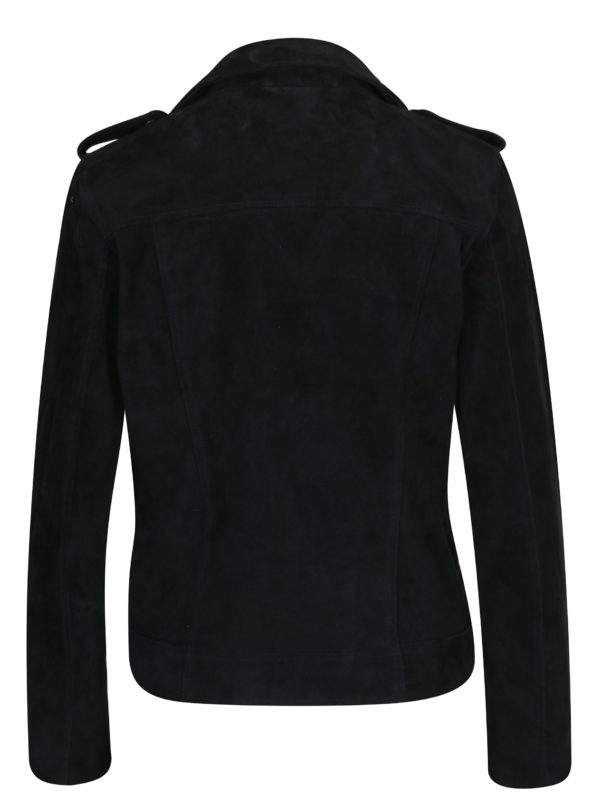 Čierna kožená bunda Selected Femme Sanella