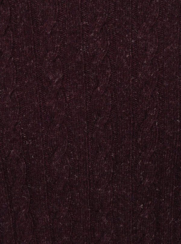 Vínový melírovaný vlnený sveter s prímesou ľanu Barbour Essential Cable