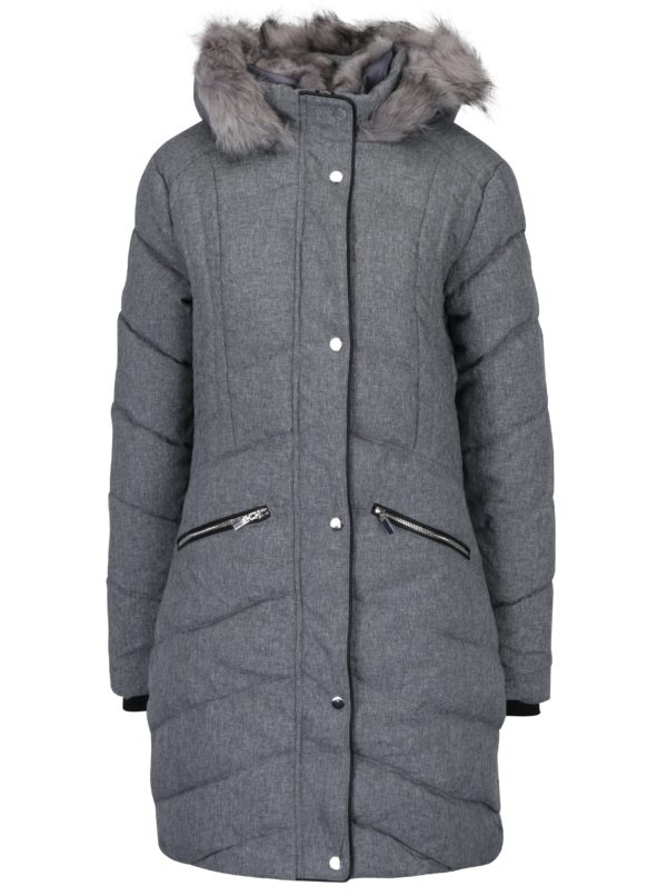 Sivý melírovaný prešívaný zimný kabát Dorothy Perkins